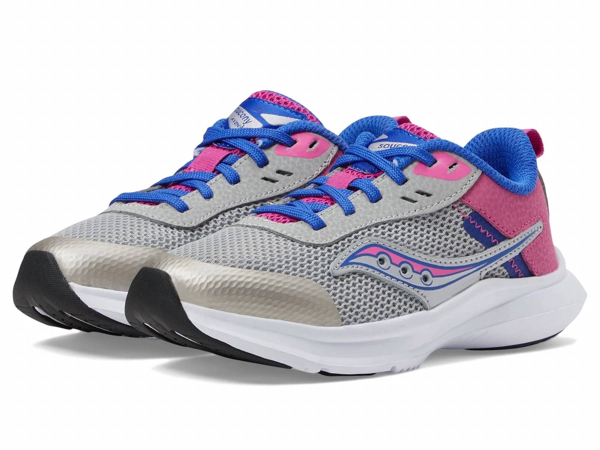 SAUCONY Girl's Axon 3 Shoe in grey fuchsia - kids' sneaker