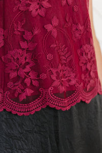 Polagram Belinda Lace Top in burgundy - women's blouse - view 7