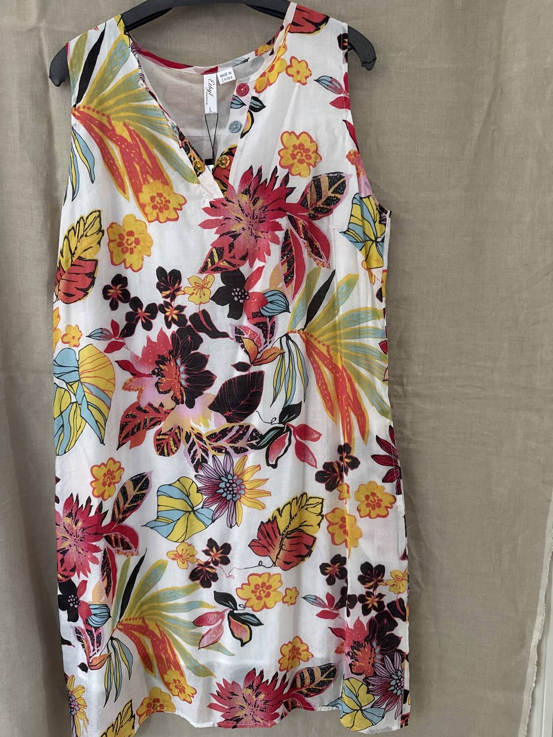 Ethyl Soft Lined Summer Dress in multi - women's dress - detail view