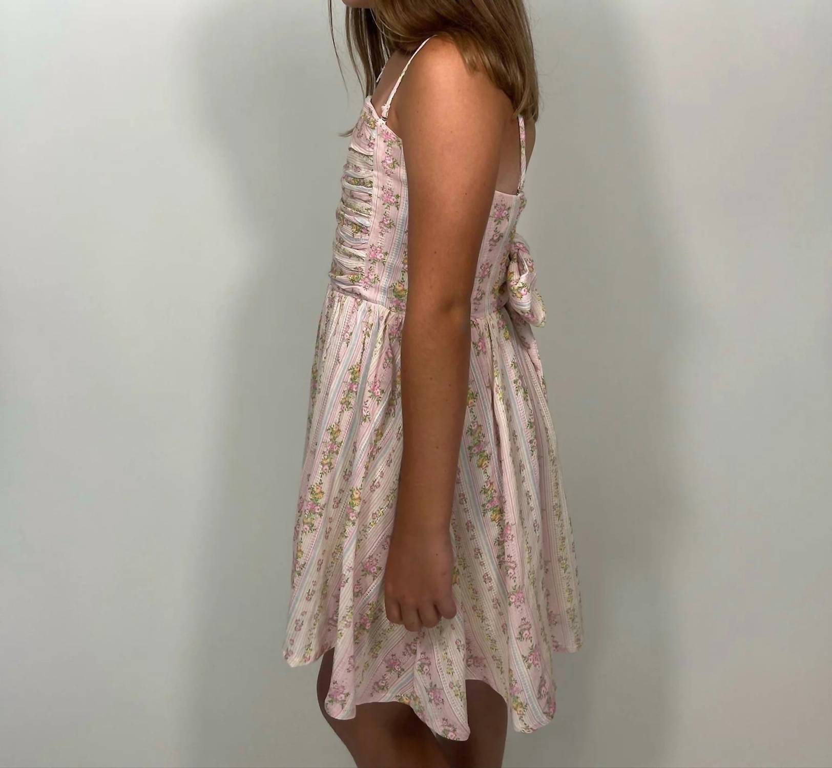Katie J NYC Girls Francesca Dress in floral stripe - kids' dress - alternate view