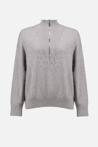Joseph Ribkoff - Rhinestone Mock Neck Pullover Sweater