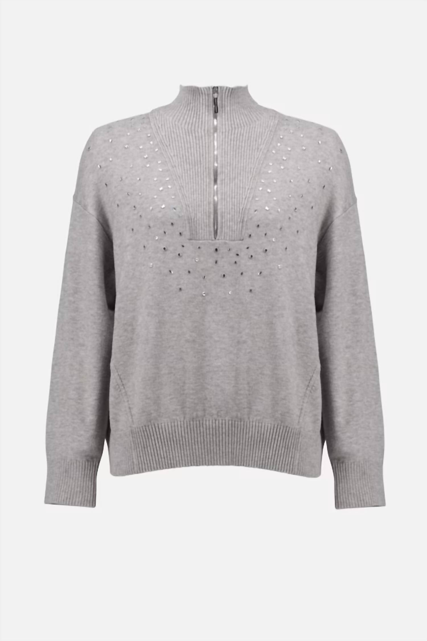 Joseph Ribkoff - Rhinestone Mock Neck Pullover Sweater