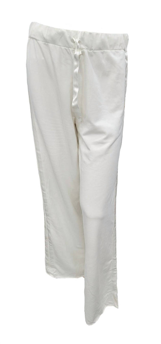 Kimber Long French Terry Wide Leg Pant With Satin Stripes