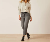 ARIAT Breeze Logo Half Zip Sweatshirt in cream - women's top - alternate view