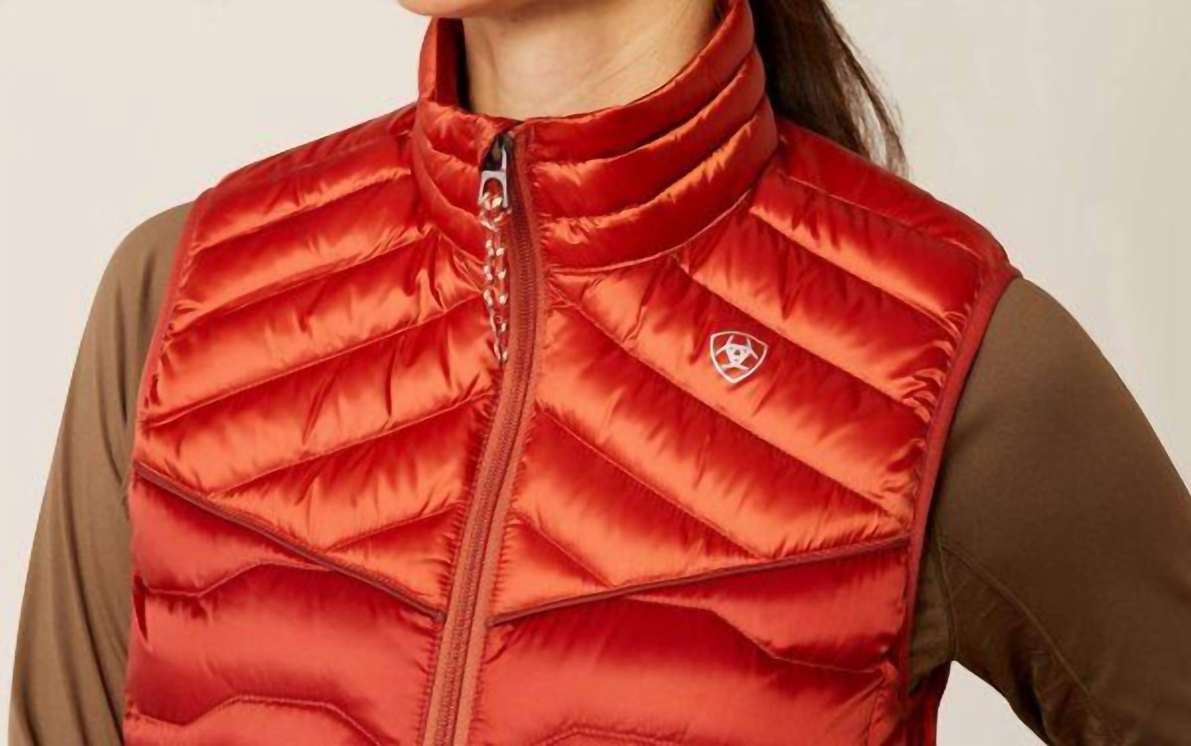 ARIAT Ideal Down Vest in iridescent red - women's jacket - alternate view
