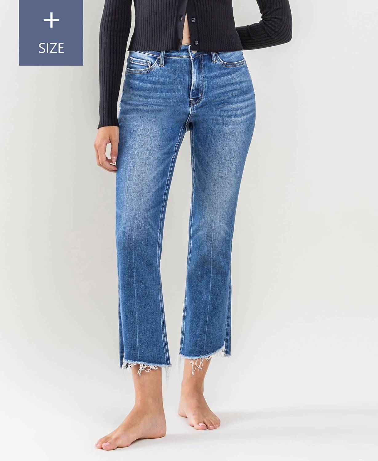 Vervet By Flying Monkey - High Rise Raw Step Hem Kick Flare Jeans - Plus