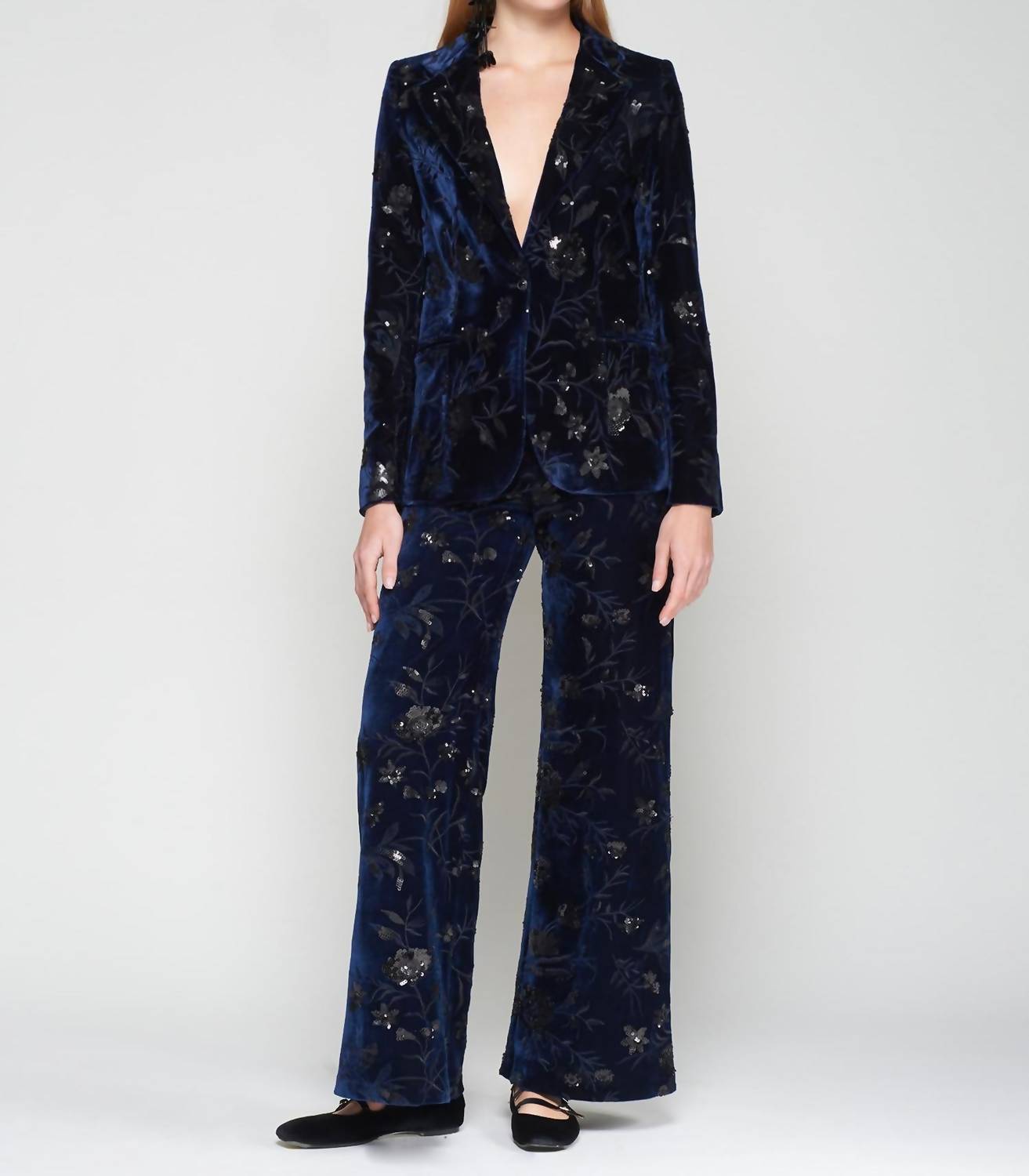Vilagallo - Helen Flower Sequins Velvet Jacket