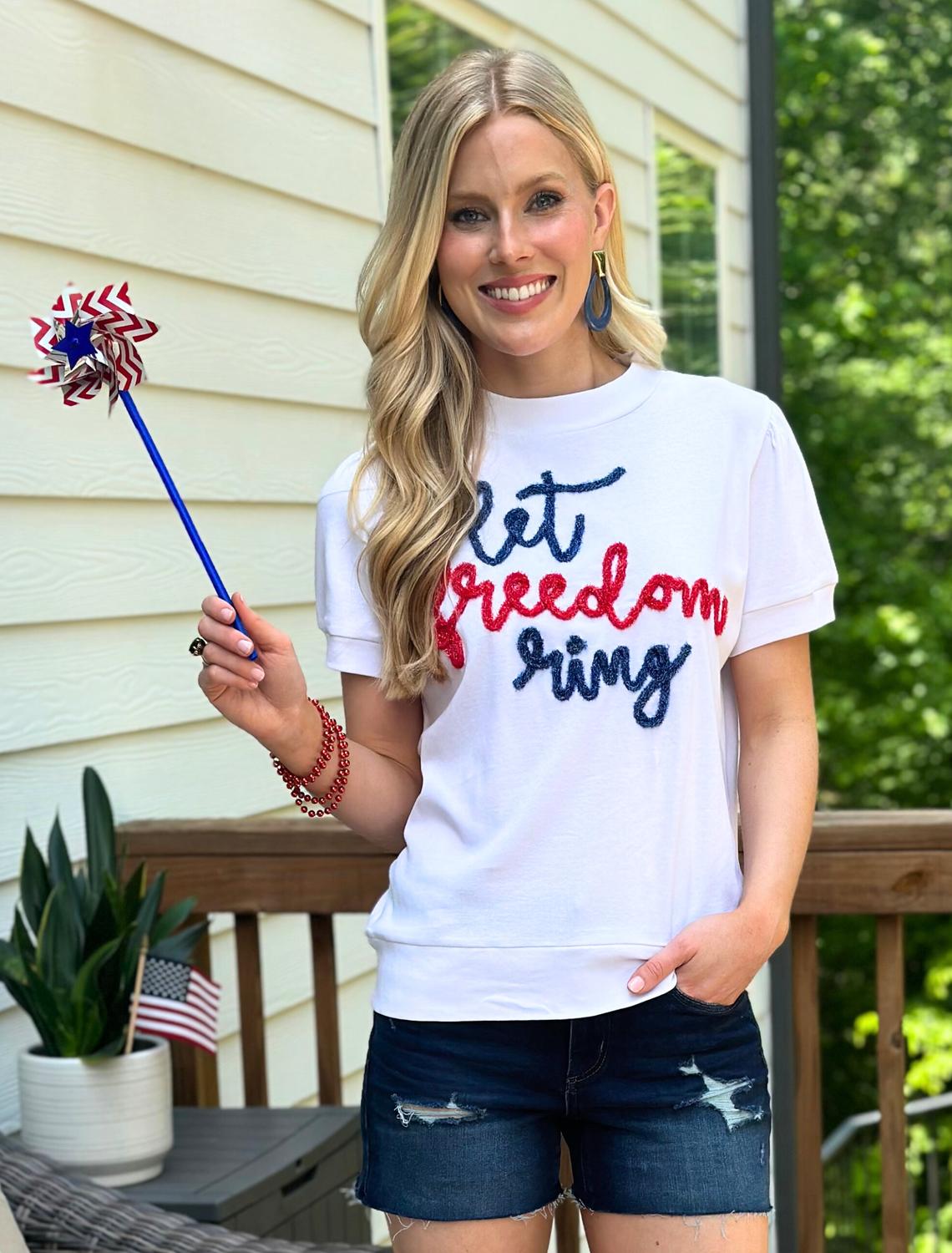 Stewart Simmons - Freedom Glitter Script Short Sleeve Tee