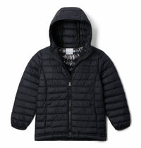 Columbia Powder Lite II Hooded Jacket in black 1 - kids' jacket - detail view