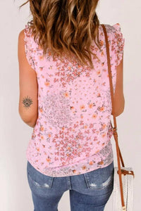 Shiying Fashion - Women's Floral Tie Sleeveless Top