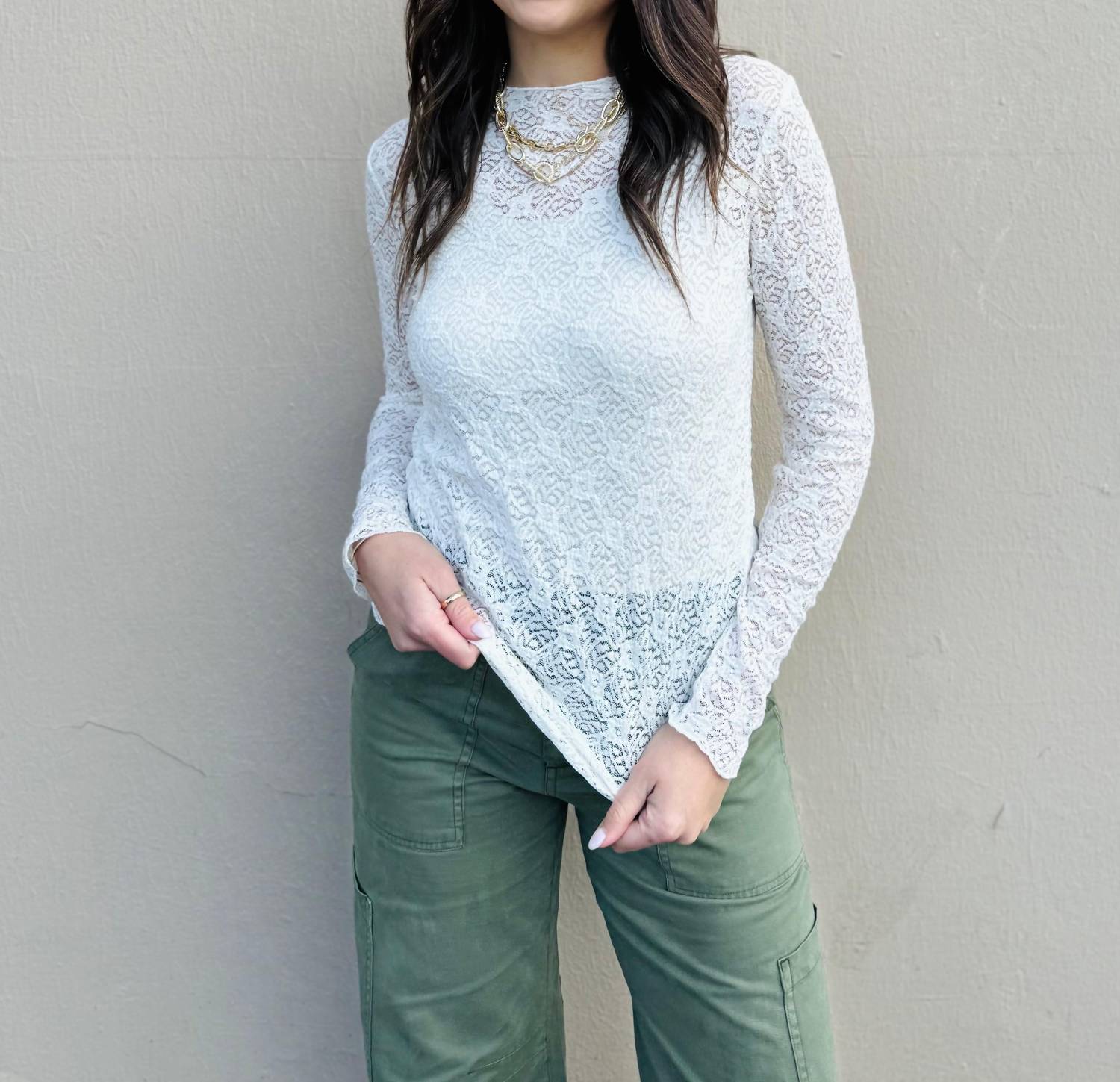 Esqualo - Long Sleeve Lace Top