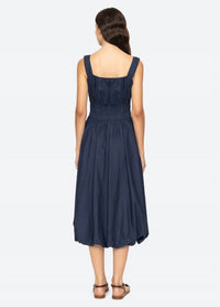 SEA Emmet Midi Bubble Dress in navy - women's dress - alternate view