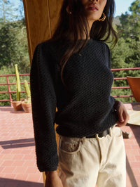 Nation LTD Etta Lace Popover Top in jet black - women's long sleeve top - view 6