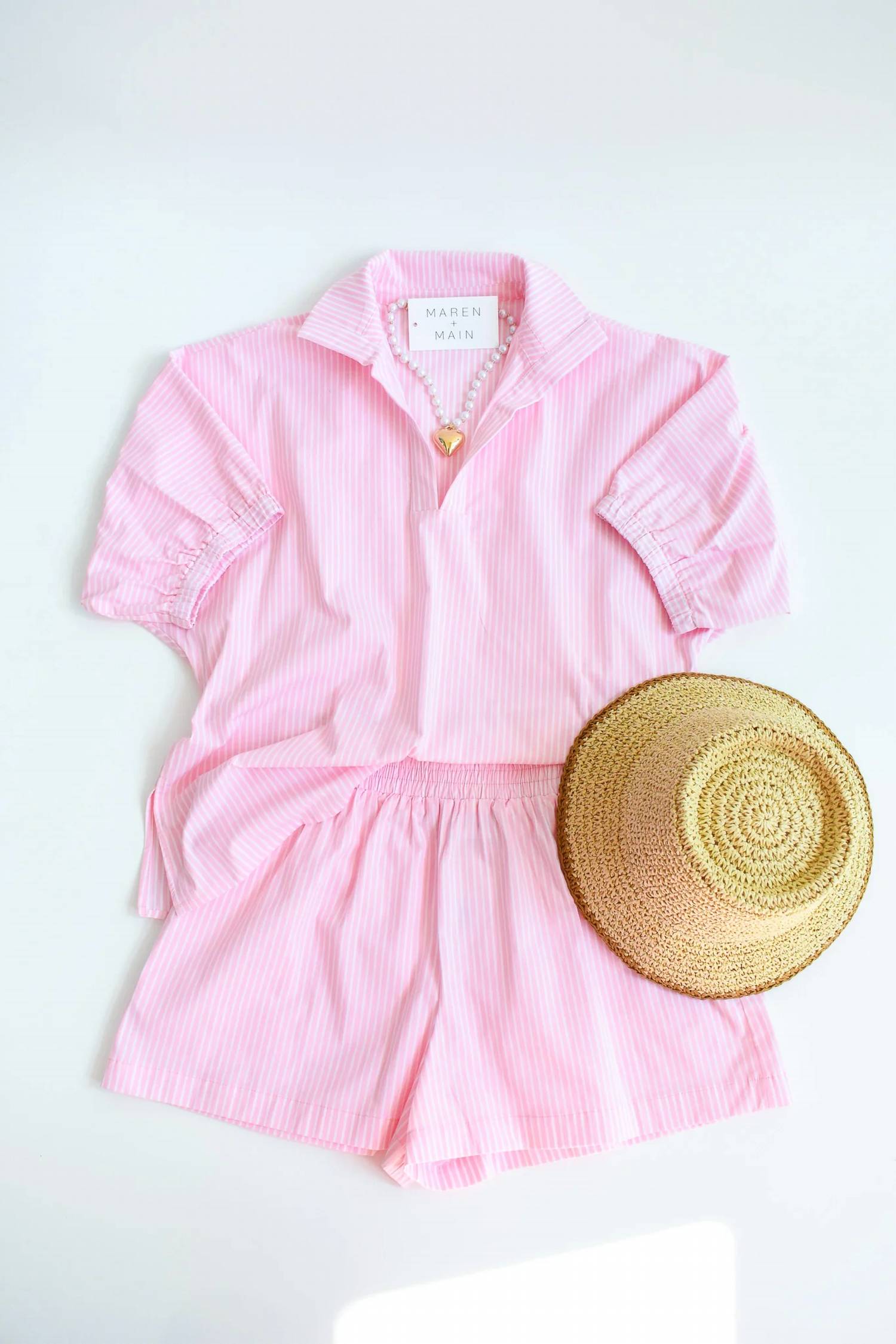 Adrienne - Blush Hour Striped Shorts