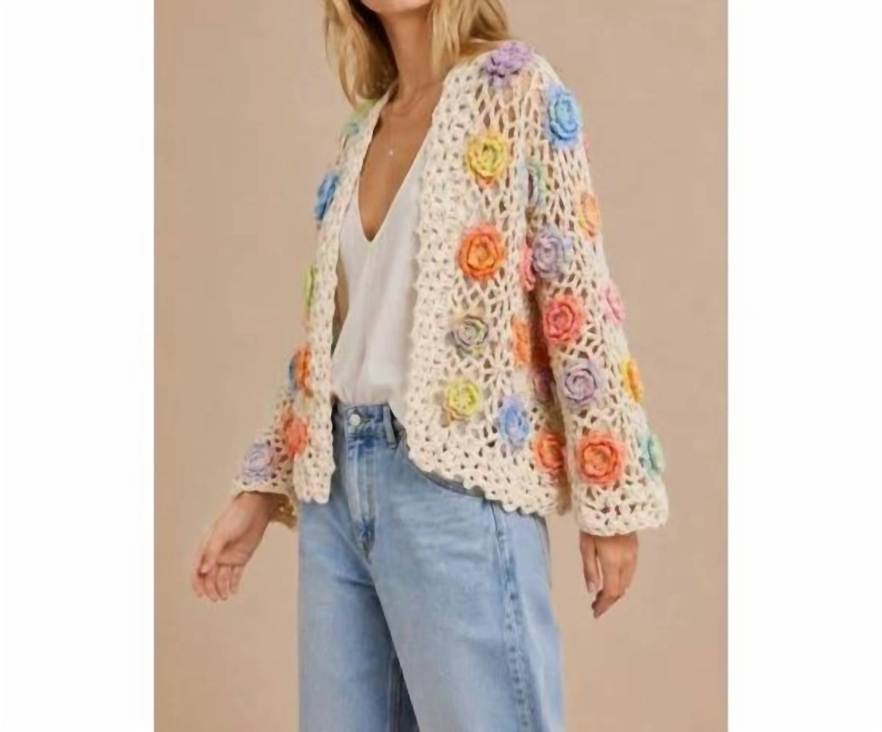 J.Nna - Flower Power 3D Crochet Cardigan