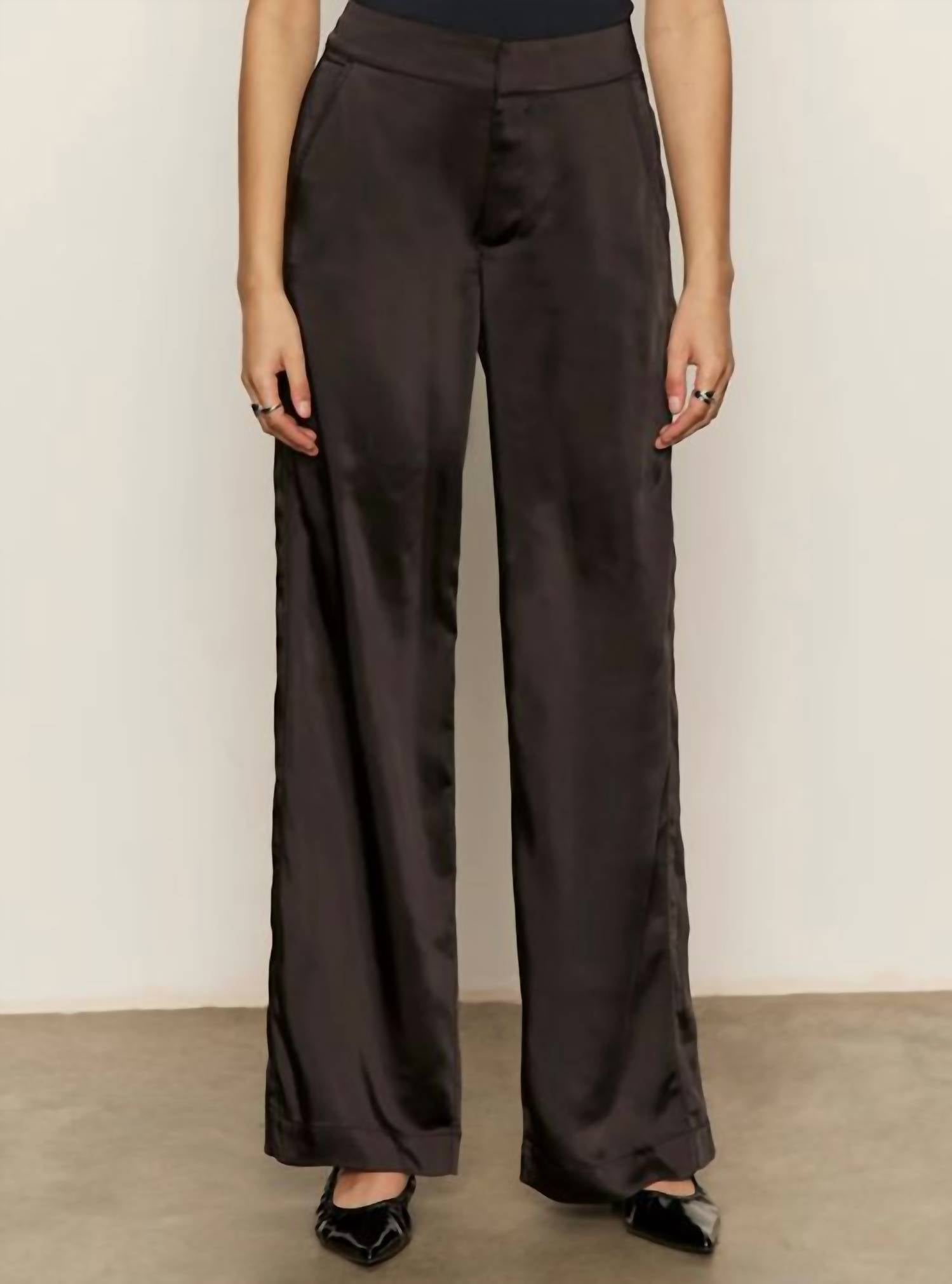 Sanctuary Modern Satin Trouser in black 1 - women's pants
