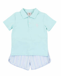 Cypress Row - Boys Seaside Stripe Porter Polo Set