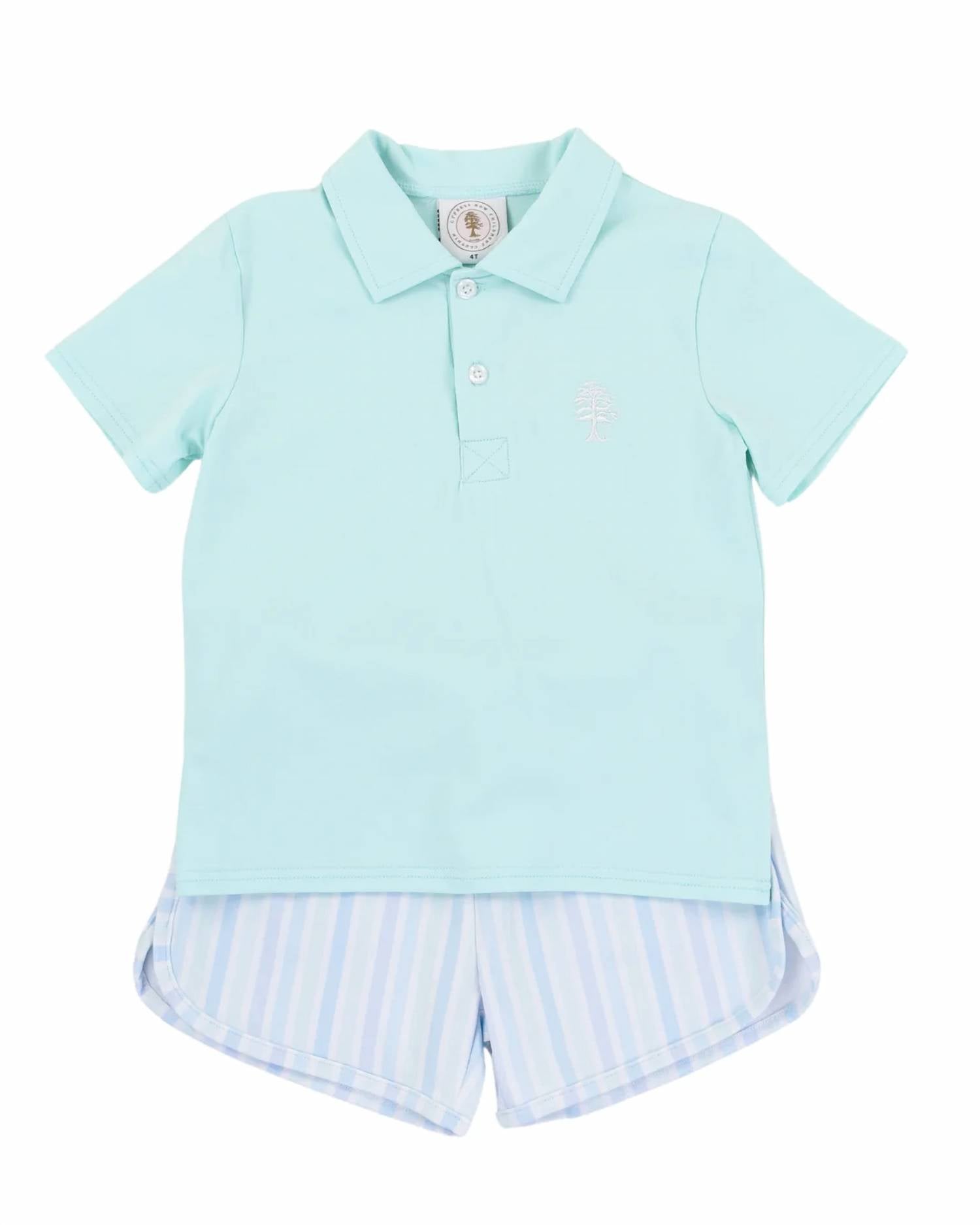 Cypress Row - Boys Seaside Stripe Porter Polo Set