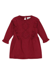 Minymo Kid's Kate Long-sleeved Dress in crimson - kids' dress