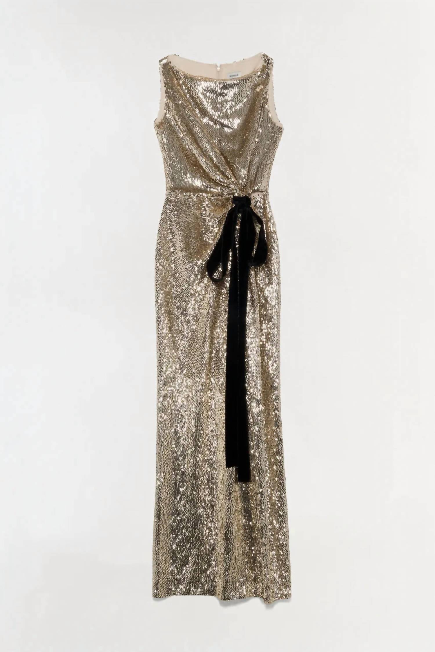 SIMKHAI Felicity With Bow Tie Gown in gold - women's dress - view 6