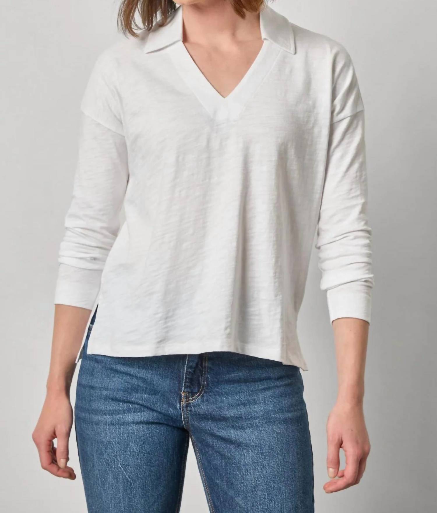 Lilla P - Easy Collared Split Neck Top