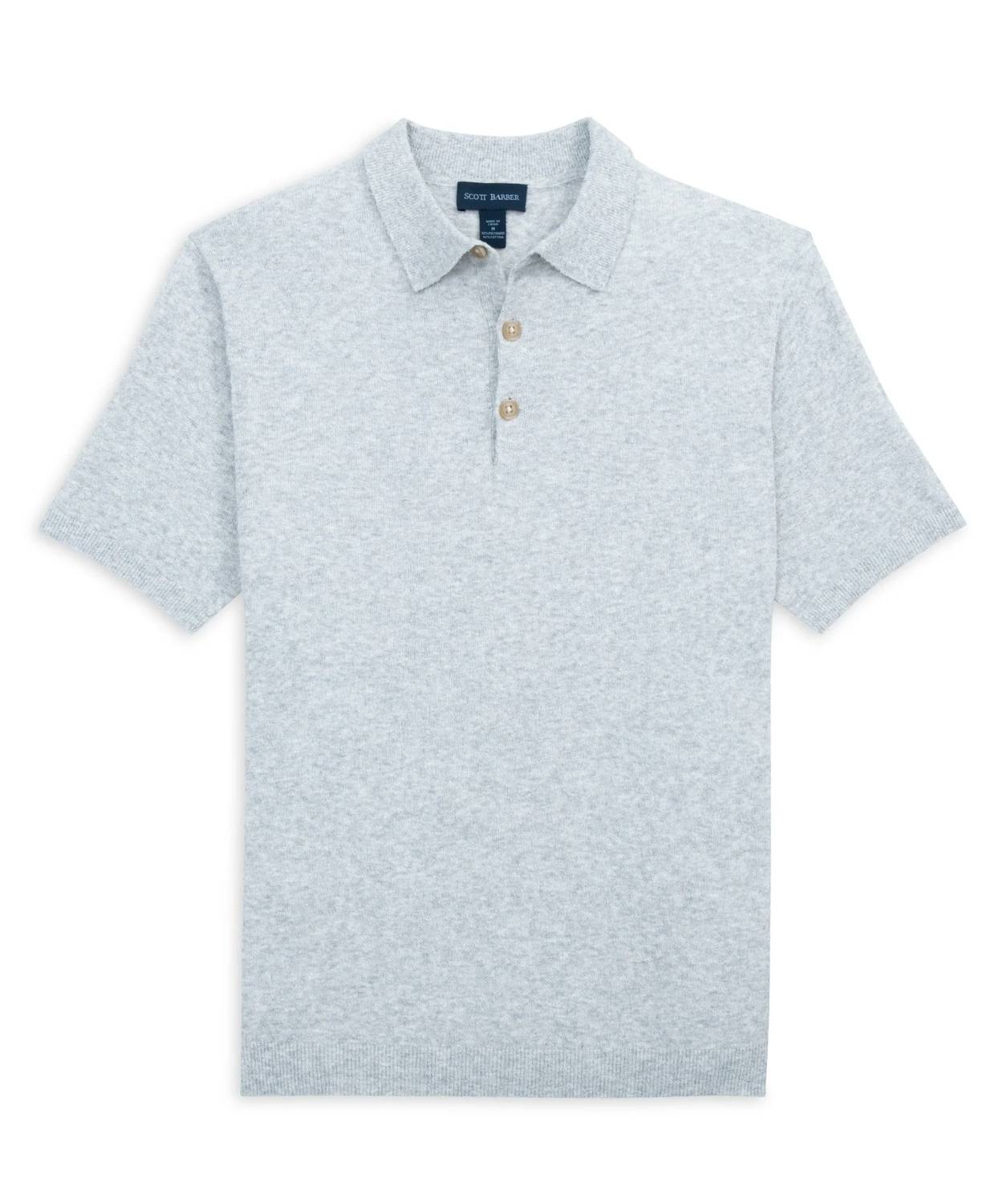 Scott Barber - Men's Fine Gauge Bouclé Knit Polo Shirt