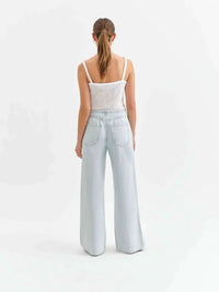 Daze - Drawstring Mid Rise Wide Leg Jeans