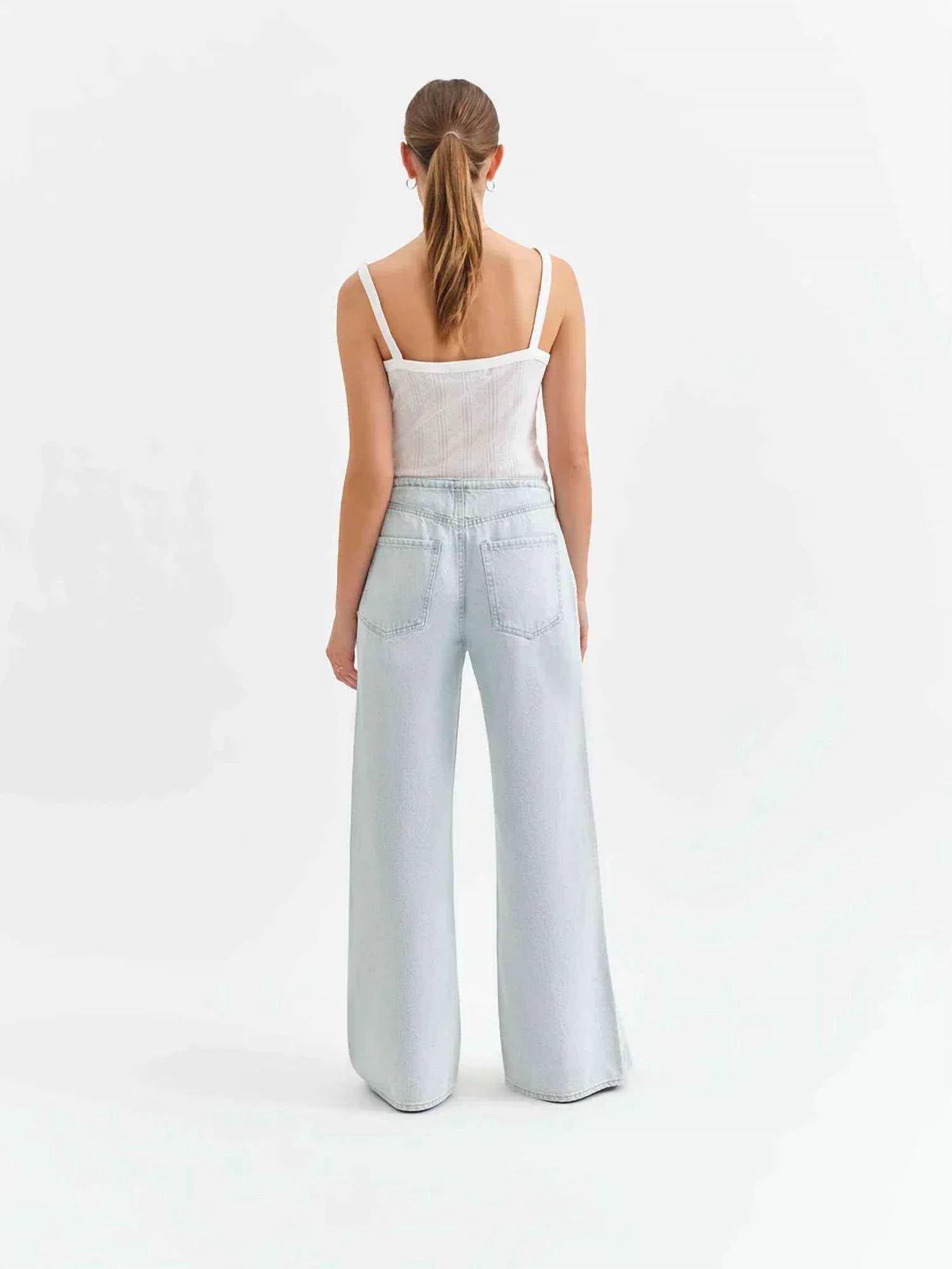 Daze - Drawstring Mid Rise Wide Leg Jeans