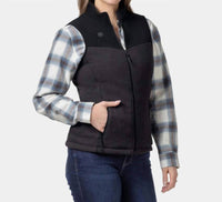 Ororo Augusta Heated Sweater Fleece Vest in dark heather gray - women's jacket - detail view