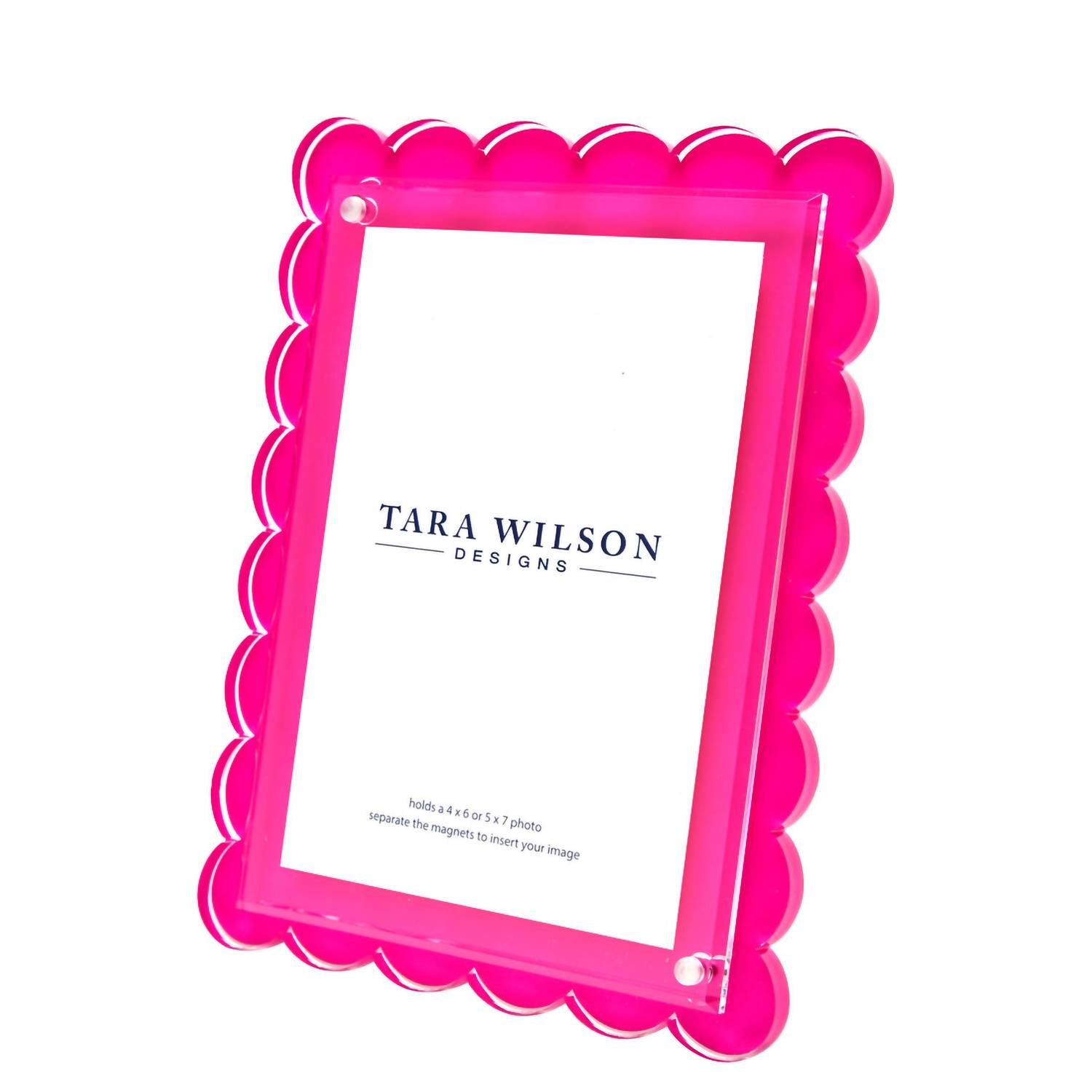 Tara Wilson Designs Scallop Acrylic Picture Frame in pink - item - detail view