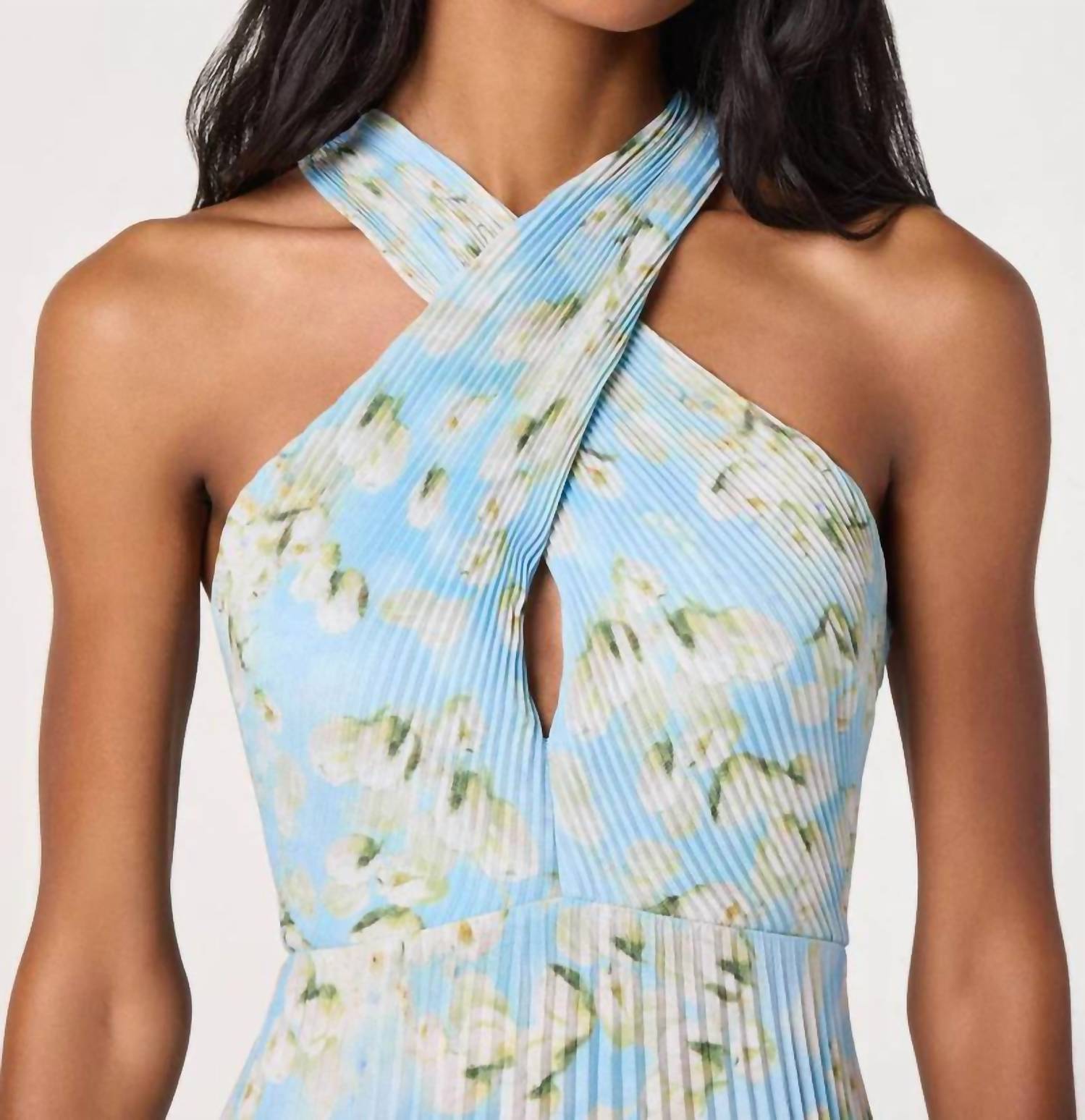 Astr - Samantha Plissé Halter Midi Dress