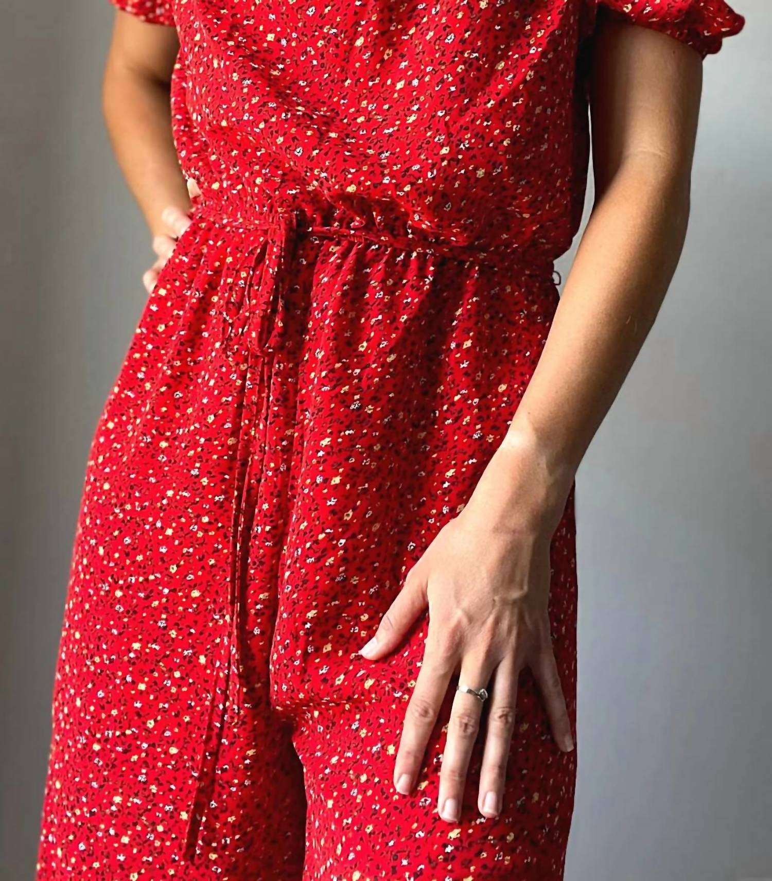 Hayden La - Ditsy Off-the-Shoulder Jumpsuit