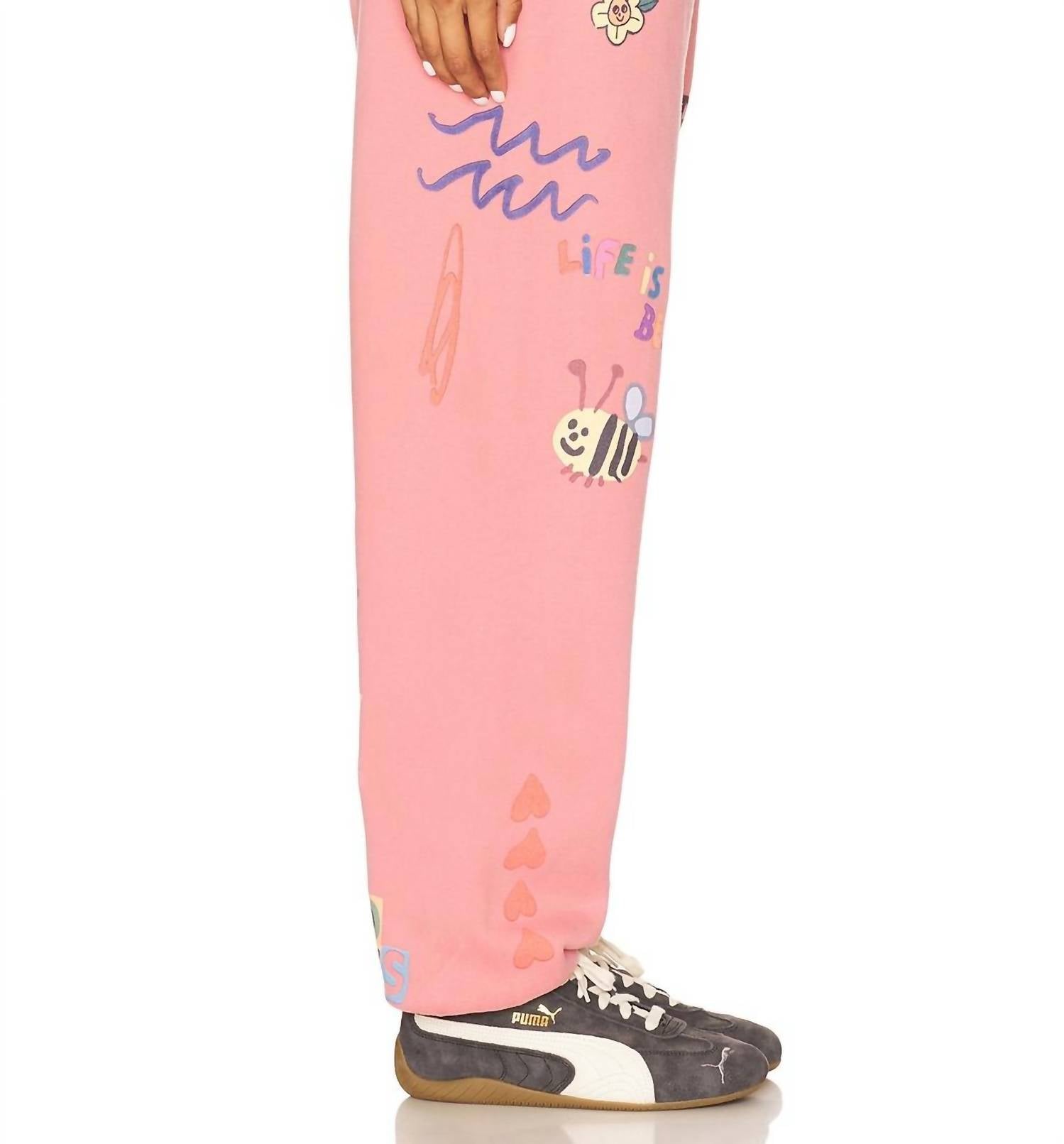 The Mayfair Group Scream Colour Somebody Loves You Sweatpants in pink - women's pants - alternate view