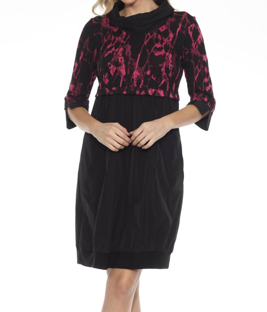 Joseph Ribkoff - Abstract Print Cowl Neck Cocoon Dress