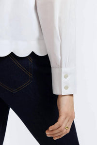 Foxcroft Scarlett Stretch Matte Sateen Long Sleeve Shirt in white - women's shirt - alternate view