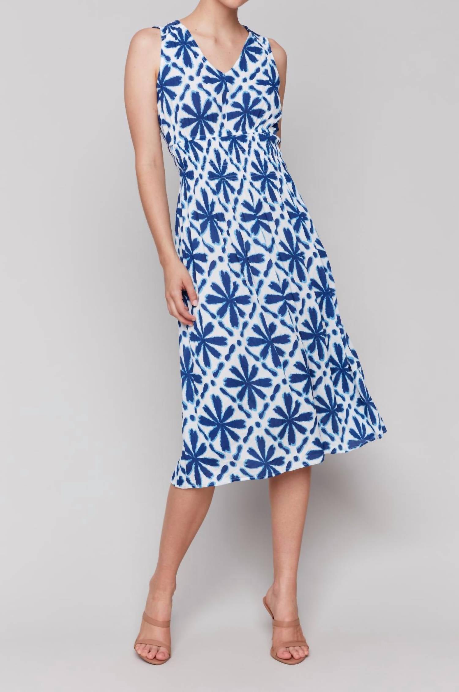 Charlie B - Ruched Waist Sleeveless Dress