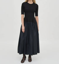 Rosetta Getty - Fitted Gathered Peplum Combo Dress