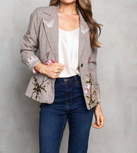 Paparazzi - Woven Pin Stripe Embroidered Blazer