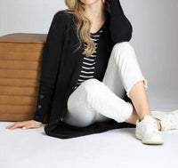 APNY Open Front With Button Detail Cardigan in black - women's cardigan - view 4