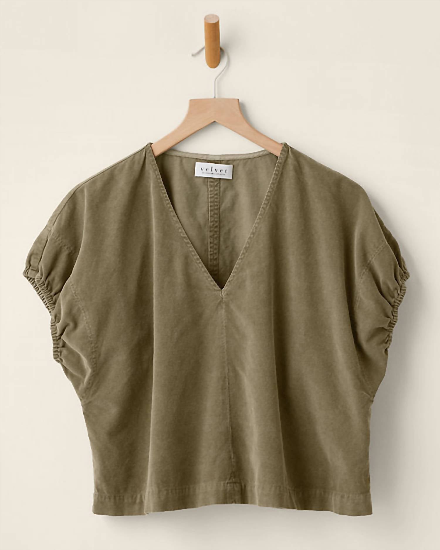 Velvet by Graham & Spencer Women's Mai V-neck Top in fern - women's blouse