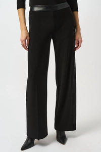 Joseph Ribkoff - Silky Knit Leatherette Wide-leg Pants