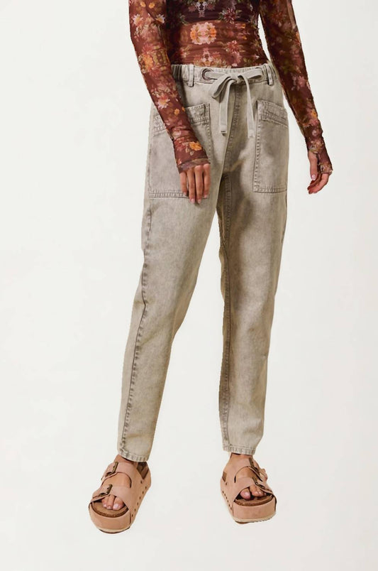 Knit & Lounge - High Rise Drawstring Denim Pants