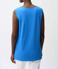 Joseph Ribkoff - Rayon Jersey Sleeveless Straight Top With Sheer Trim