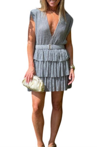 Olivaceous - Alexia Pleated Mini Dress