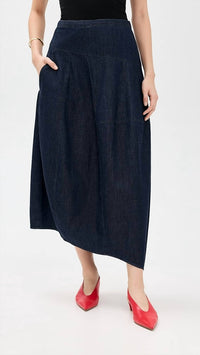 Tibi - Denim Asymmetrical Balloon Skirt - Short