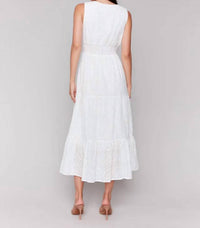 Charlie B - Long Sleeveless Cotton Eyelet Dress