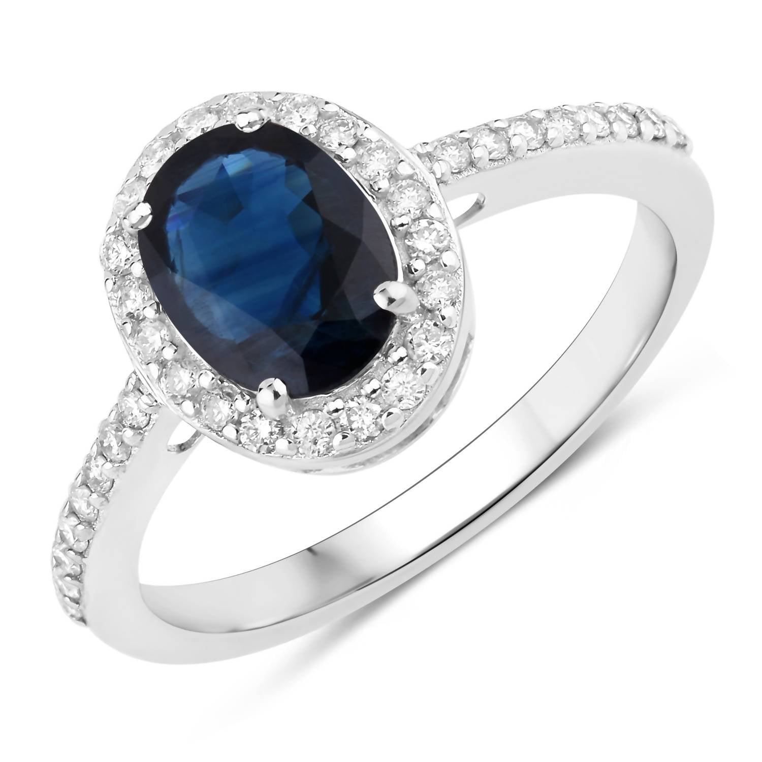 Diana M Jewels Women's Oval Natural Sapphire Fashion Ring (1.82 Ct) - Classic in 14k white gold - women's jewelry