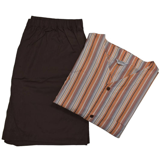 Grigio Perla - Men's Striped Cotton Pajama Set