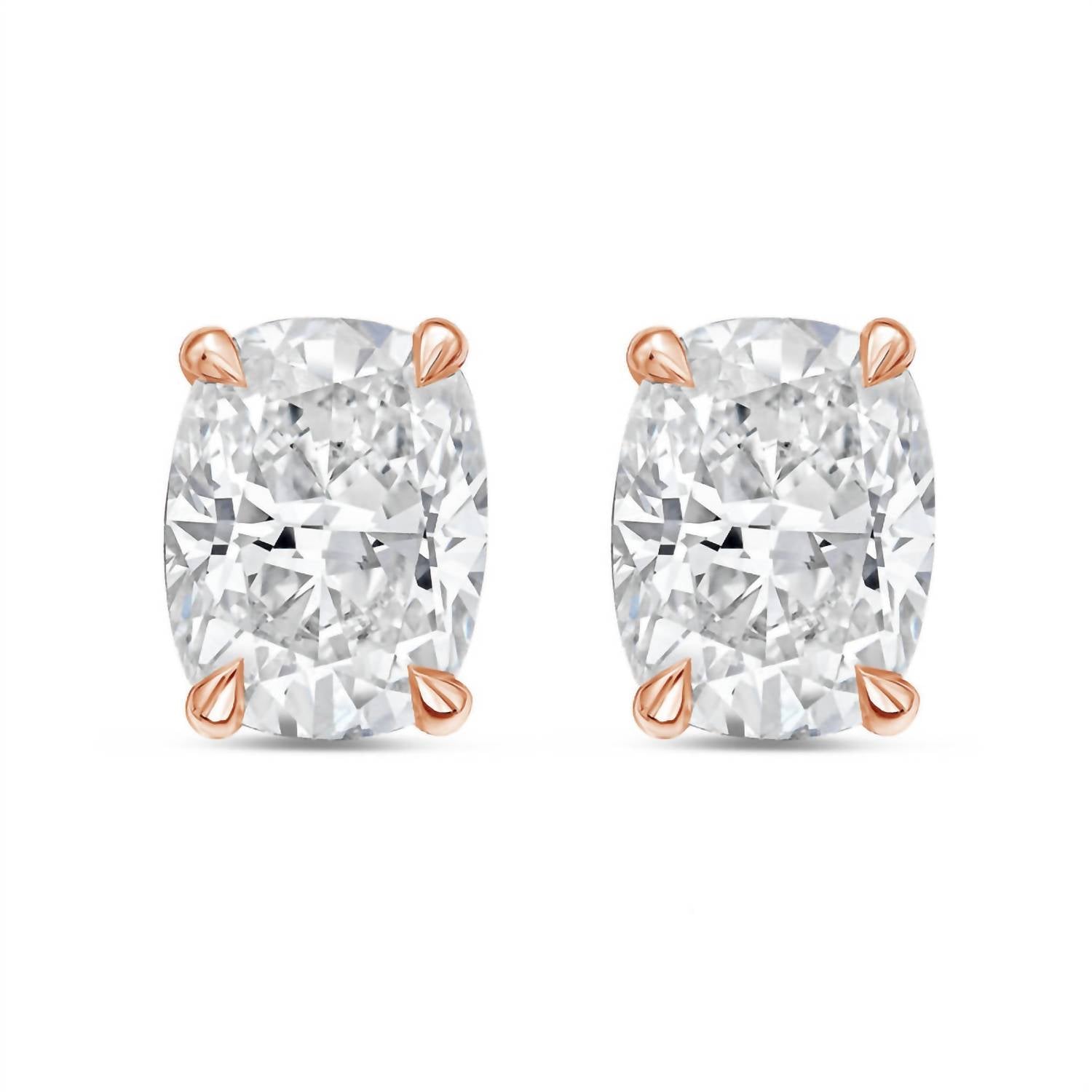 Diana M Jewels - Women's Cushion Lab-Grown Diamond Stud Earrings (2.50 TCW) - Classic Plus