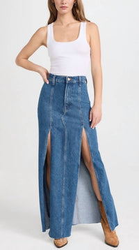 Mother - Lickity Split Fray Denim Maxi Skirt